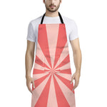 Pink Radial Rays Print Bib Apron With Pocket