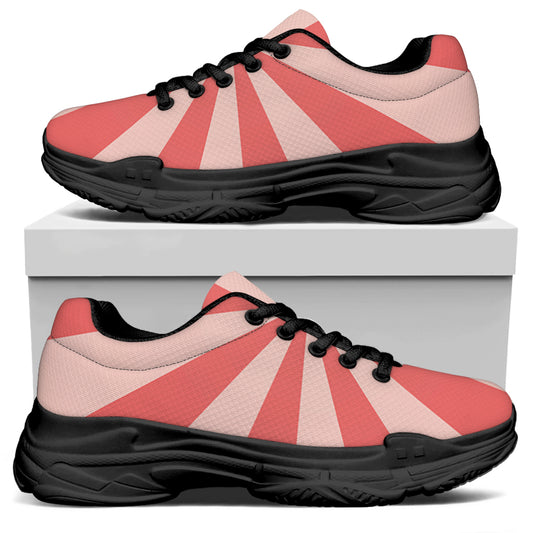 Pink Radial Rays Print Black Chunky Shoes