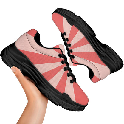 Pink Radial Rays Print Black Chunky Shoes