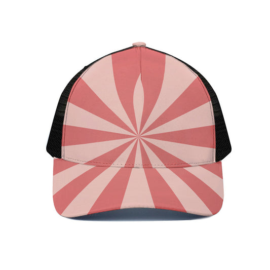 Pink Radial Rays Print Black Mesh Trucker Cap