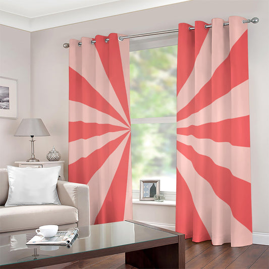Pink Radial Rays Print Blackout Grommet Curtains
