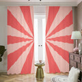 Pink Radial Rays Print Dimout Pencil Pleat Curtains