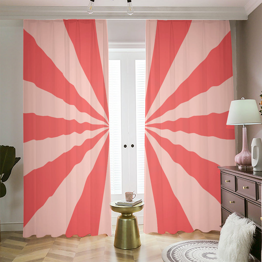 Pink Radial Rays Print Blackout Pencil Pleat Curtains