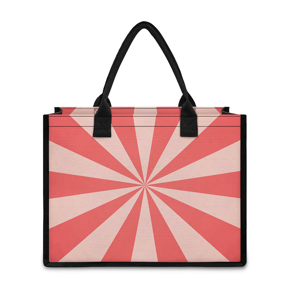 Pink Radial Rays Print Canvas Tote Bag