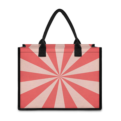 Pink Radial Rays Print Canvas Tote Bag