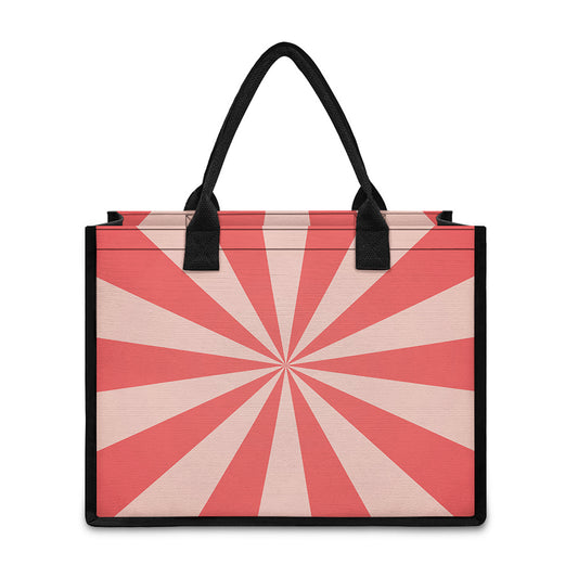 Pink Radial Rays Print Canvas Tote Bag