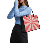 Pink Radial Rays Print Canvas Tote Bag