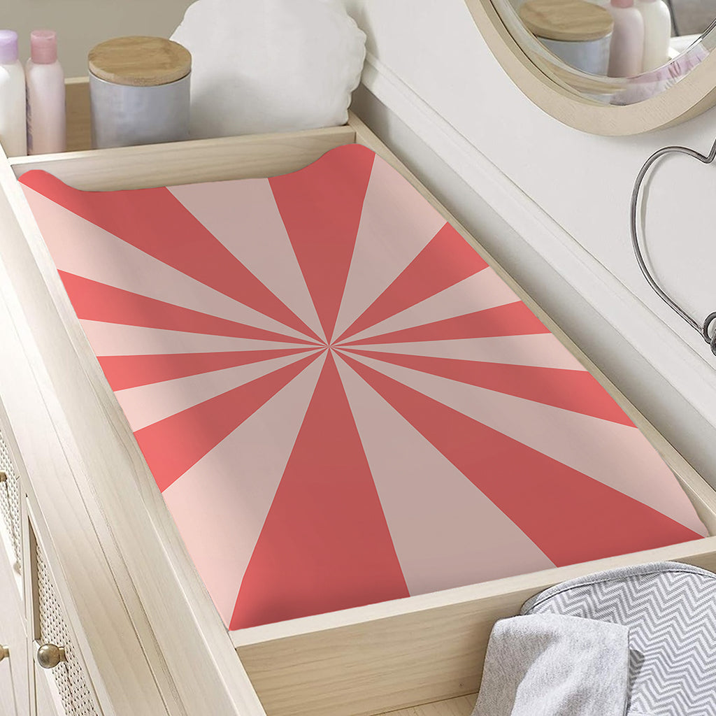 Pink Radial Rays Print Changing Pad Cover