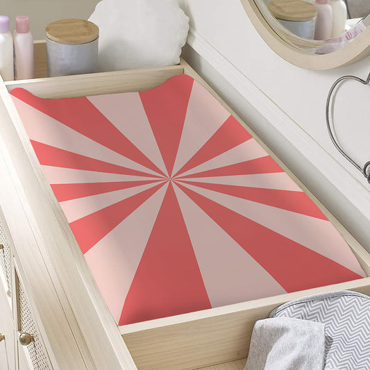 Pink Radial Rays Print Changing Pad Cover