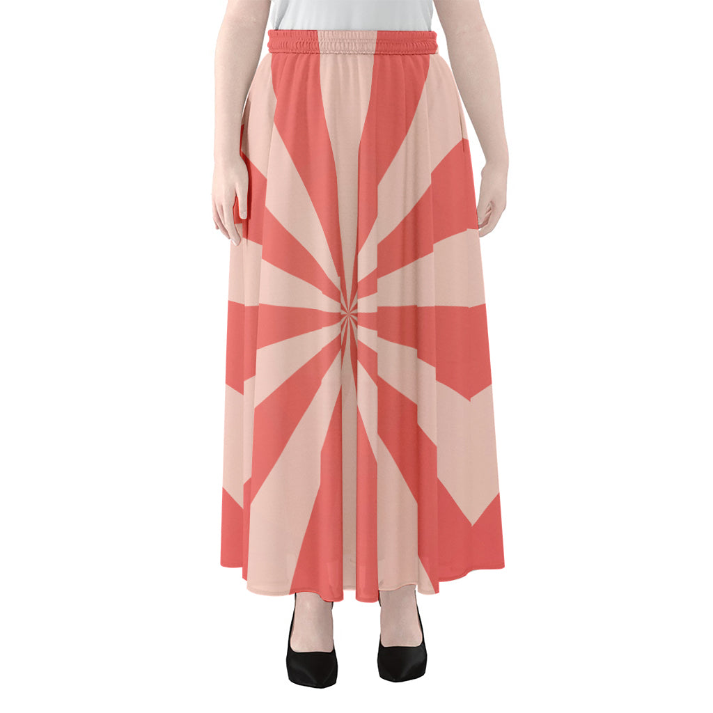 Pink Radial Rays Print Chiffon Maxi Skirt