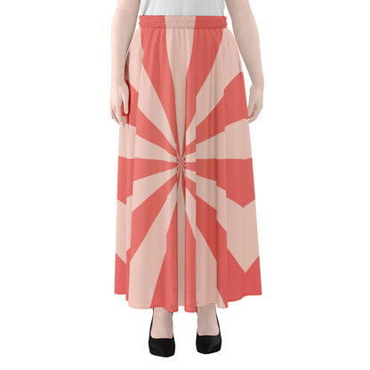 Pink Radial Rays Print Chiffon Maxi Skirt
