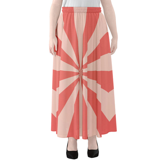 Pink Radial Rays Print Chiffon Maxi Skirt