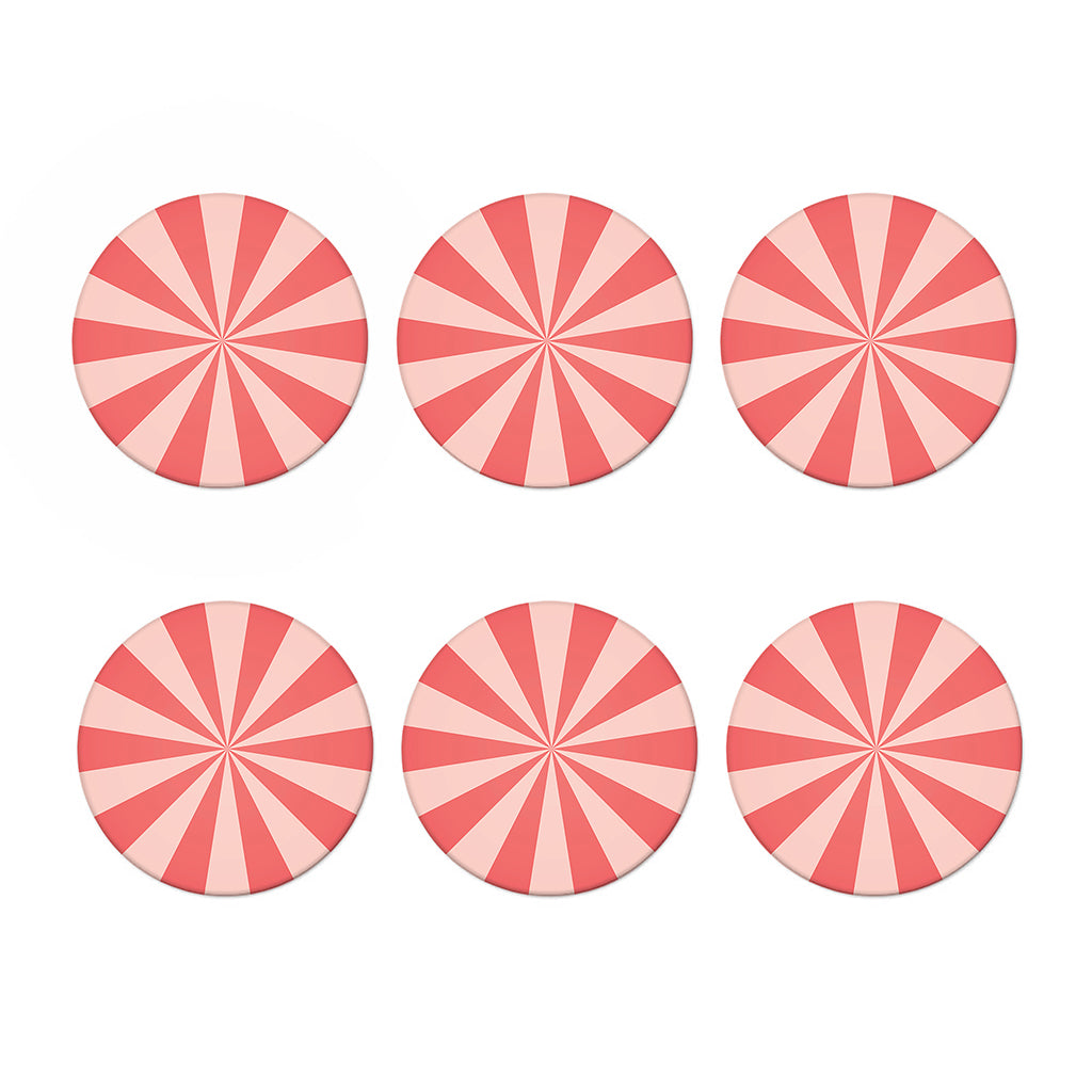 Pink Radial Rays Print Coaster Set