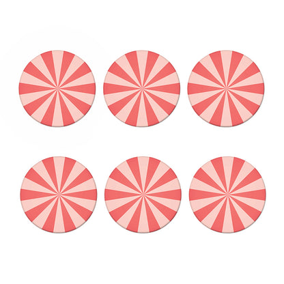 Pink Radial Rays Print Coaster Set