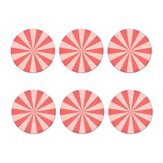 Pink Radial Rays Print Coaster Set