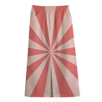 Pink Radial Rays Print Cotton Front Slit Maxi Skirt