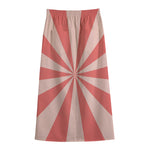 Pink Radial Rays Print Cotton Front Slit Maxi Skirt