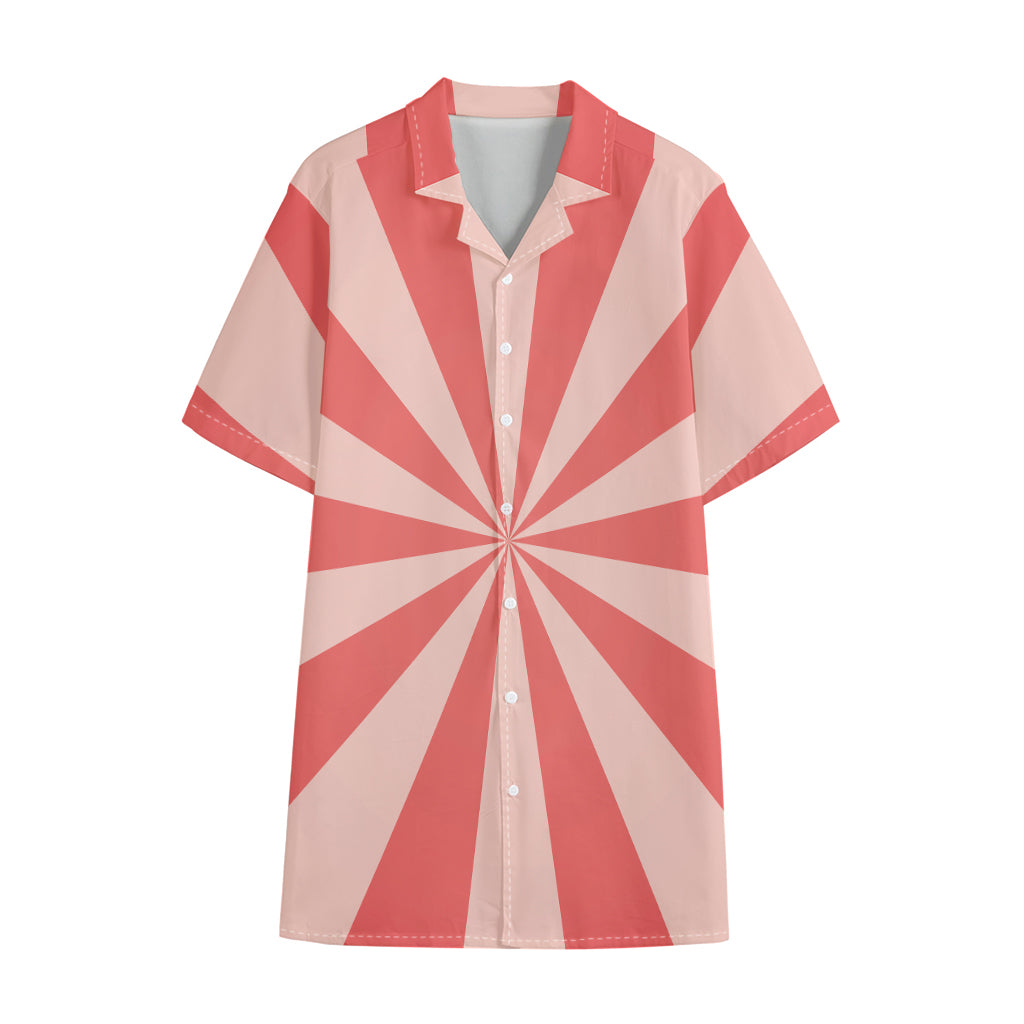 Pink Radial Rays Print Cotton Hawaiian Shirt
