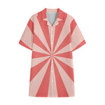 Pink Radial Rays Print Cotton Hawaiian Shirt