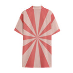 Pink Radial Rays Print Cotton Hawaiian Shirt