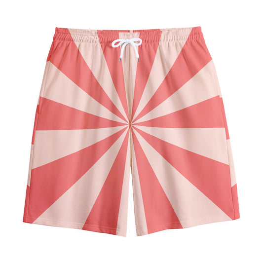 Pink Radial Rays Print Cotton Shorts