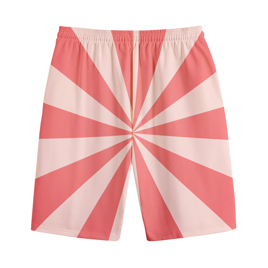 Pink Radial Rays Print Cotton Shorts