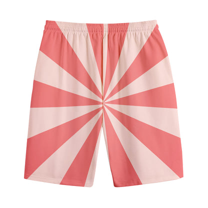 Pink Radial Rays Print Cotton Shorts