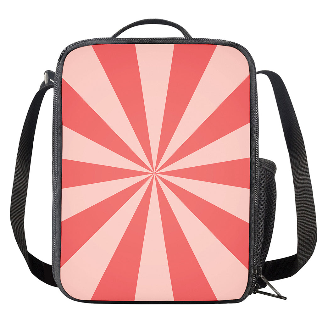 Pink Radial Rays Print Crossbody Lunch Bag