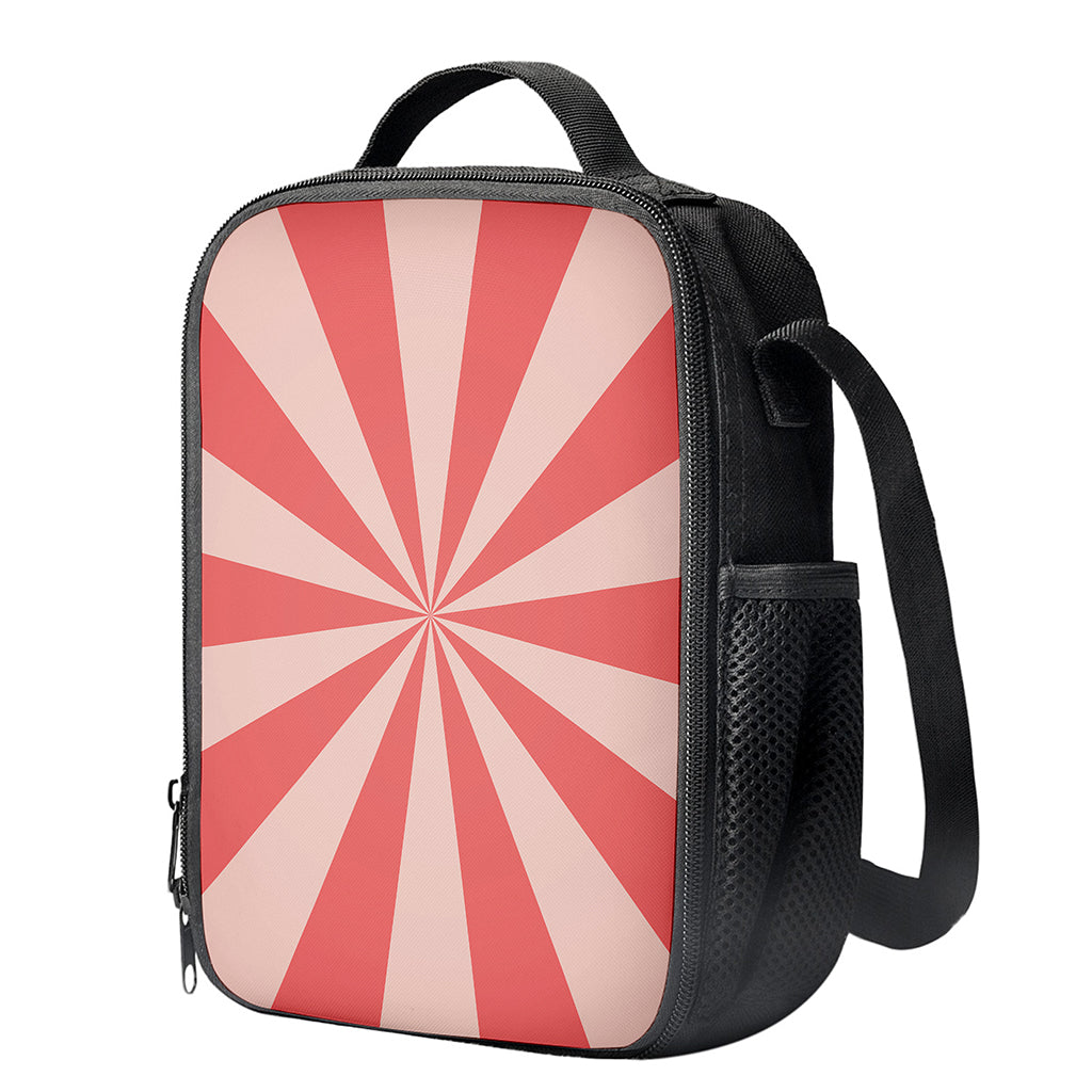Pink Radial Rays Print Crossbody Lunch Bag