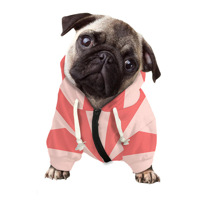 Pink Radial Rays Print Dog Zip Up Hoodie