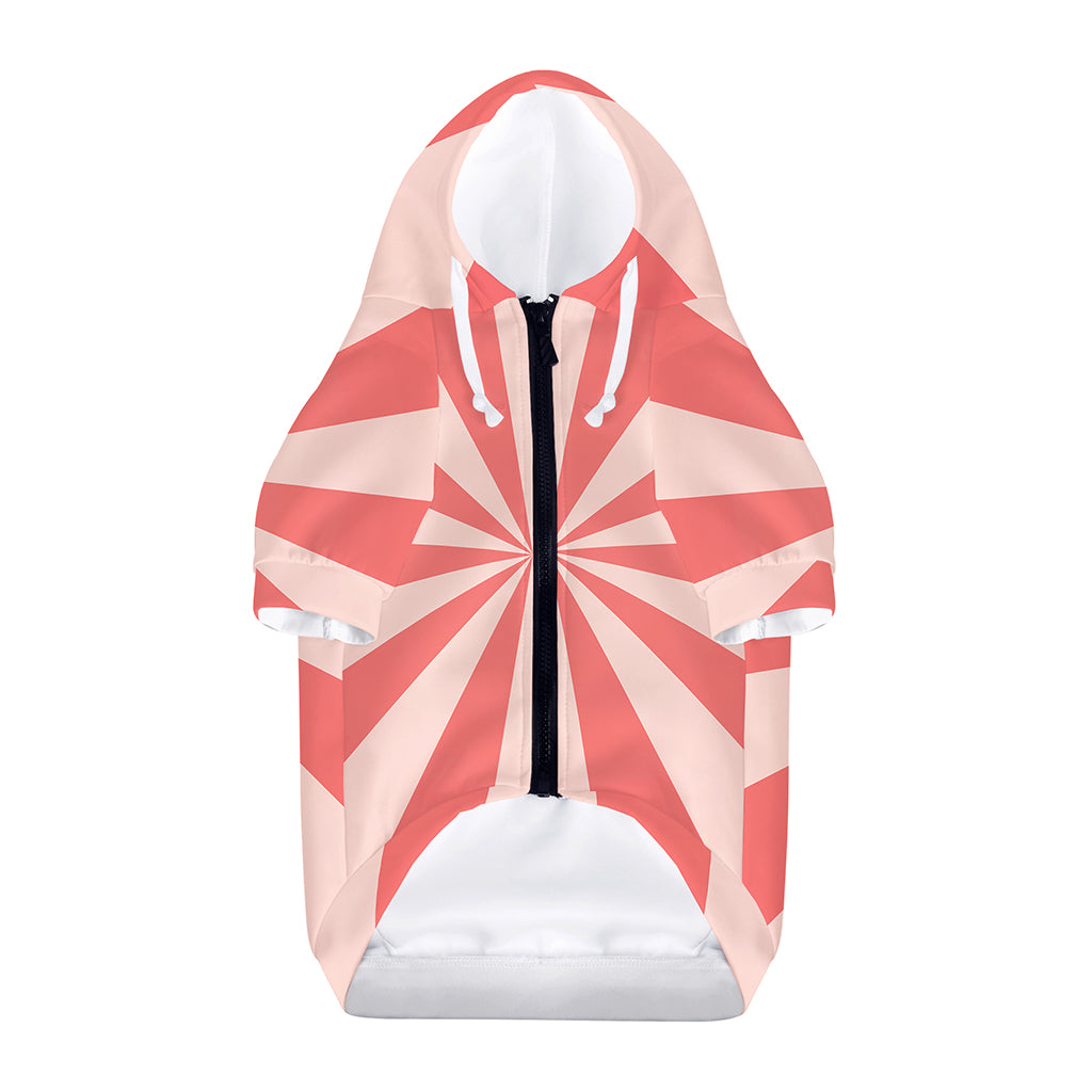Pink Radial Rays Print Dog Zip Up Hoodie