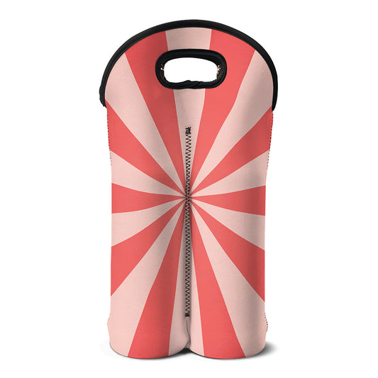 Pink Radial Rays Print Double Neoprene Wine Tote