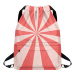 Pink Radial Rays Print Drawstring Backpack