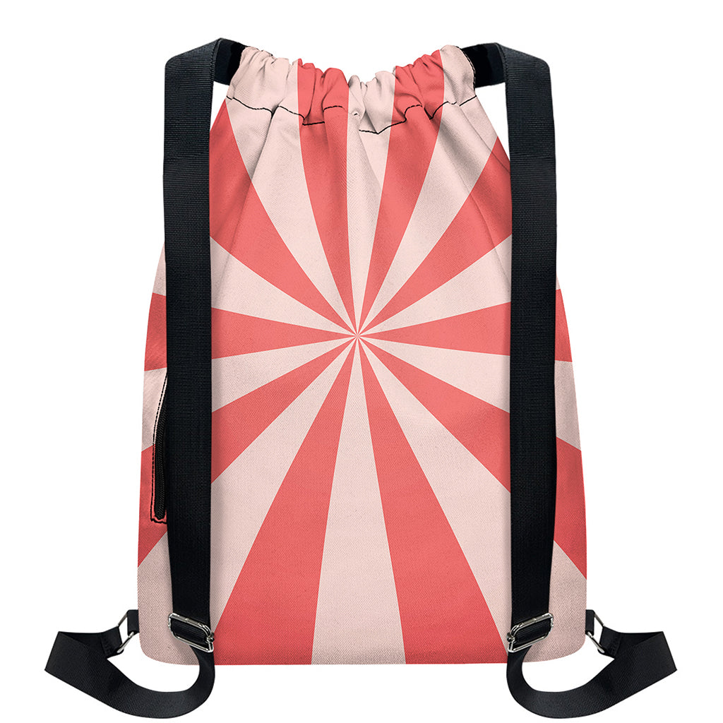 Pink Radial Rays Print Drawstring Backpack