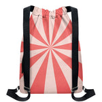 Pink Radial Rays Print Drawstring Backpack