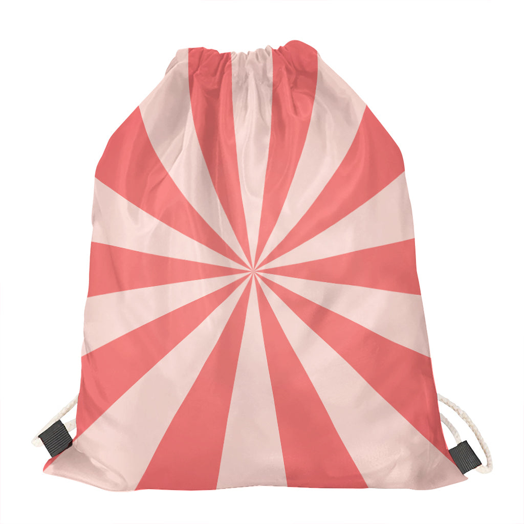 Pink Radial Rays Print Drawstring Bag