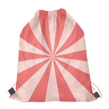Pink Radial Rays Print Drawstring Bag