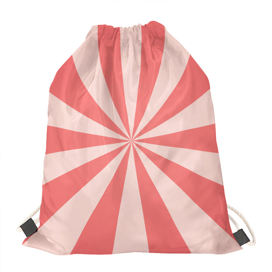Pink Radial Rays Print Drawstring Bag