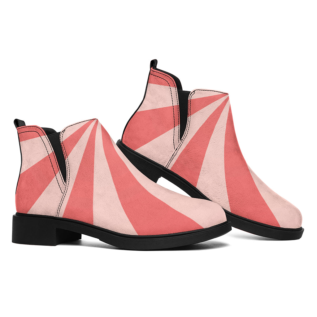 Pink Radial Rays Print Flat Ankle Boots