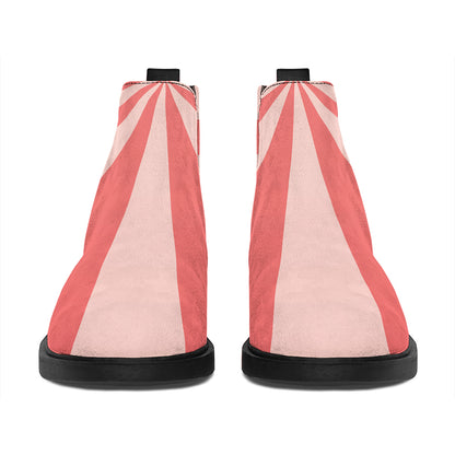 Pink Radial Rays Print Flat Ankle Boots