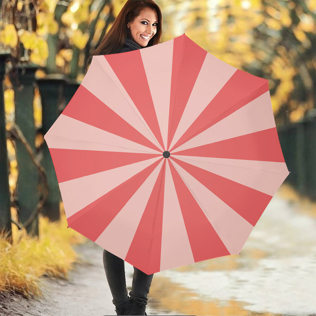 Pink Radial Rays Print Foldable Umbrella