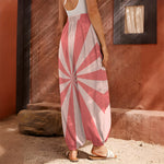 Pink Radial Rays Print Harem Pants