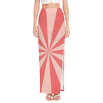 Pink Radial Rays Print High Slit Maxi Skirt