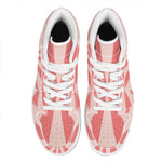 Pink Radial Rays Print High Top Leather Sneakers