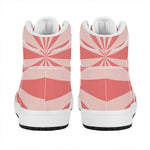 Pink Radial Rays Print High Top Leather Sneakers
