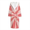 Pink Radial Rays Print Hooded Bathrobe
