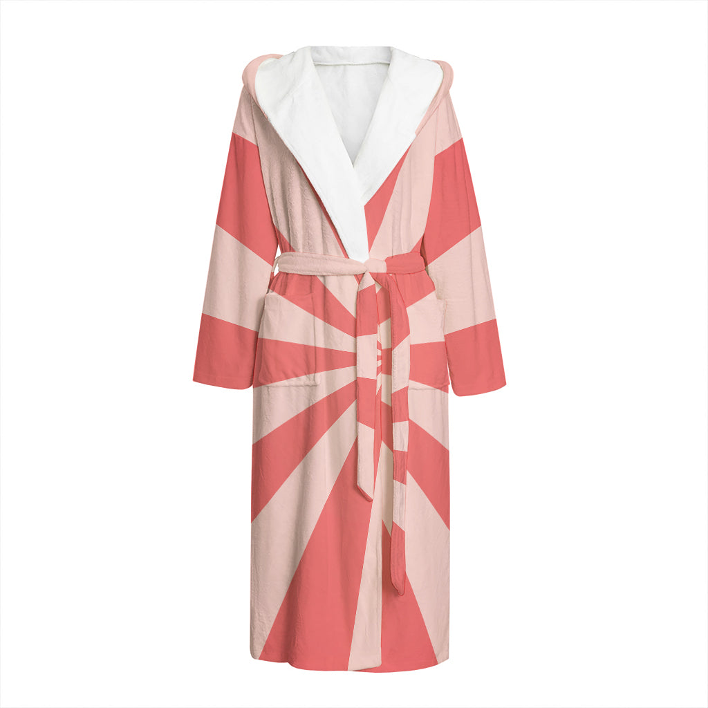 Pink Radial Rays Print Hooded Bathrobe