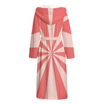 Pink Radial Rays Print Hooded Bathrobe