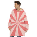 Pink Radial Rays Print Hoodie Blanket