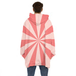 Pink Radial Rays Print Hoodie Blanket